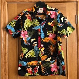 Levi’s Parrot Print Cubano Party Hawaiian Shirt, L